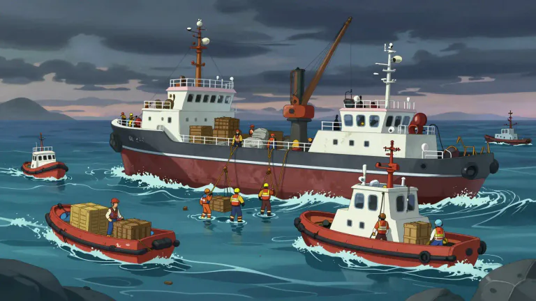 Visual representation of "salvage" - To save a ship, or items from a ship, that is at risk of being lost at sea.