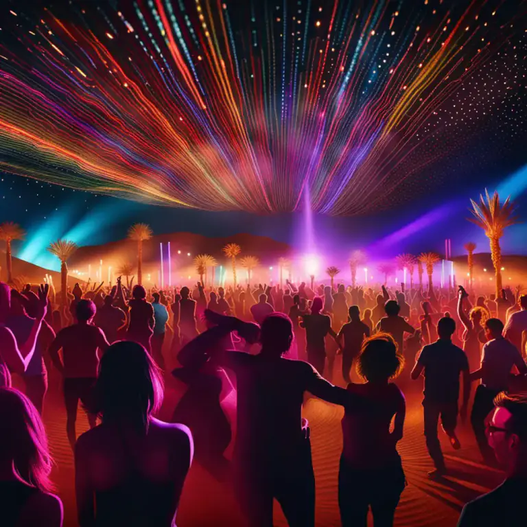 Visual representation of "rave" - a type of large party with electronic music, often held in a warehouse or outdoors