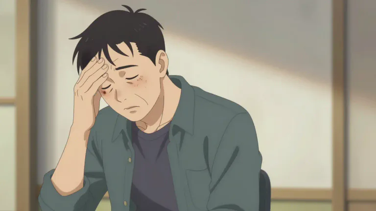 Visual representation of "peaky" - Looking unwell or pale, often because of tiredness or illness.