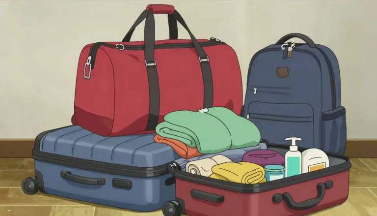 Visual representation of "luggage" - Bags and cases that contain personal belongings for traveling
