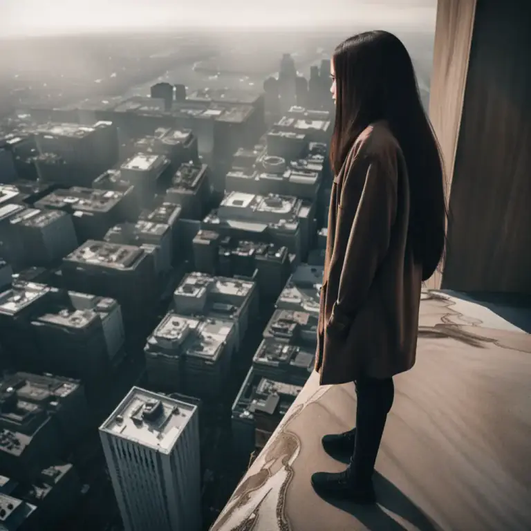 Visual representation of "vertigo" - A feeling of fear when you look down from a high place
