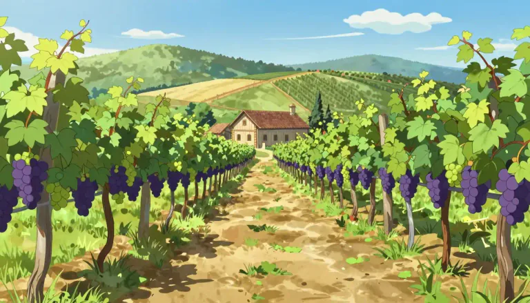 Visual representation of "vineyard" - A place where grapes are grown for making wine