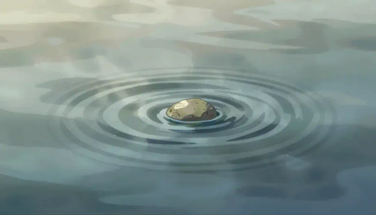 Visual representation of "ripple" - A small wave or series of waves on the surface of water
