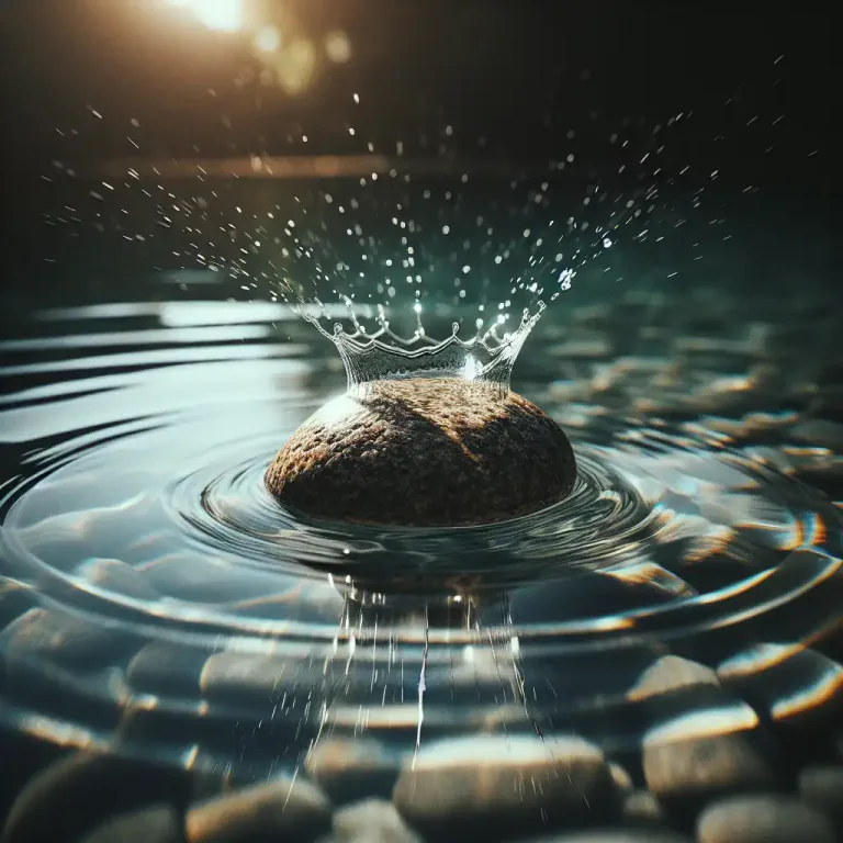 Visual representation of "plop" - The sound that something makes when it falls or is dropped into liquid.