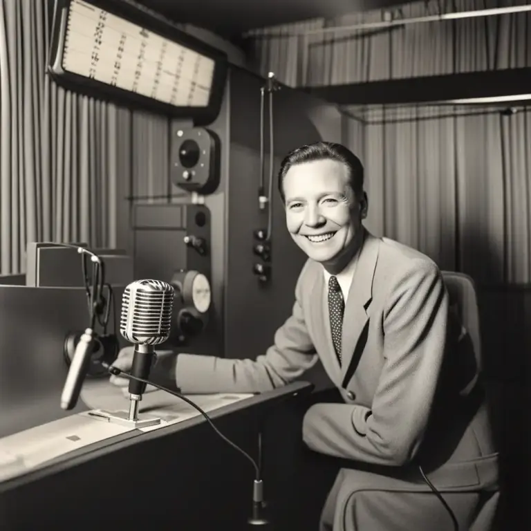 Visual representation of "annunciator" - A person who makes formal public announcements, such as on a radio or television broadcast.