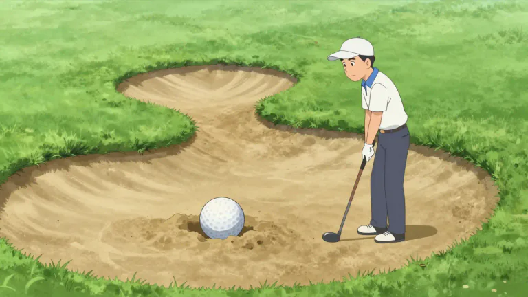 Visual representation of "bunker" - In golf, an area of sand that makes the game more challenging.