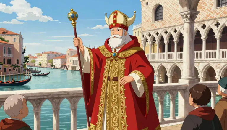 Visual representation of "doge" - The chief magistrate in the former republics of Venice and Genoa.