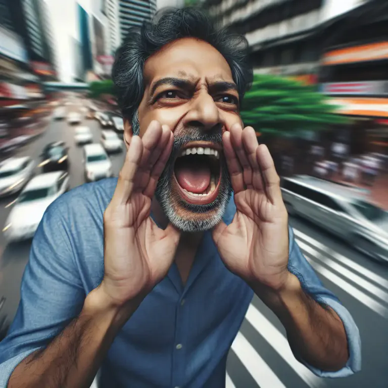 Visual representation of "cry" - to call out or shout loudly