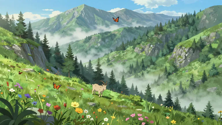 Visual representation of "montane" - Describing the biodiversity found in mountainous regions.