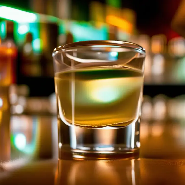Visual representation of "shooter" - A small alcoholic drink, meant to be swallowed in one gulp