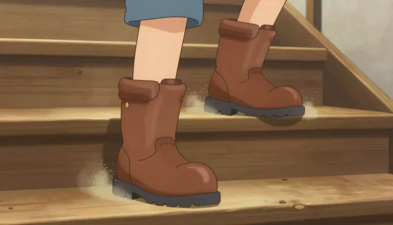 Visual representation of "clomp" - To walk heavily or noisily, making a loud sound with each step.