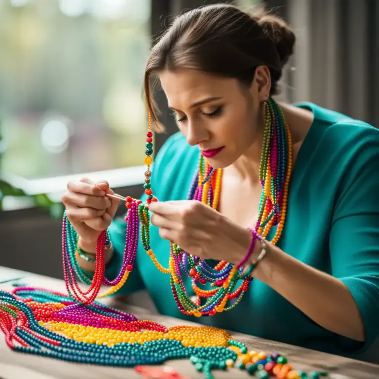 Visual representation of "string" - To put things onto a string or a piece of thread.