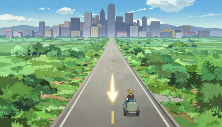 Visual representation of "direct" - Going straight to a place without stopping or changing direction