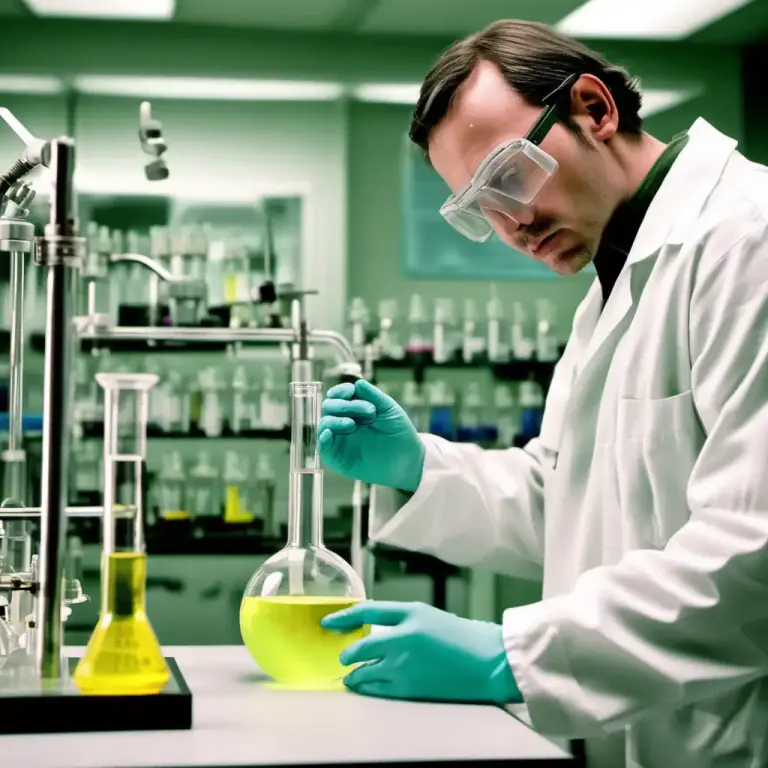 Visual representation of "chromium" - A colorless or yellowish liquid, Chromium(VI) oxide, a powerful oxidizing agent.