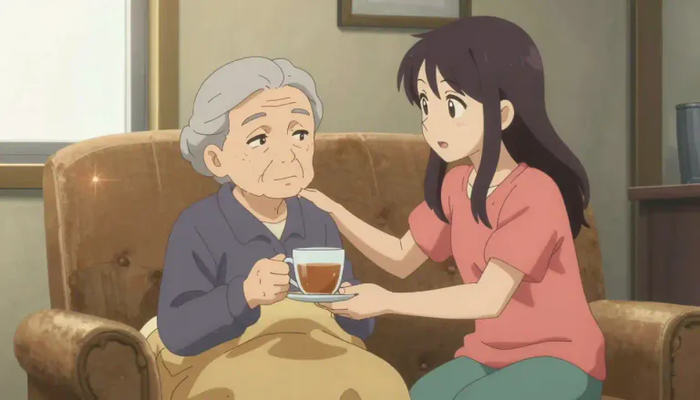Visual representation of "caregiver" - A person who gives help and protection to someone who is sick or old.