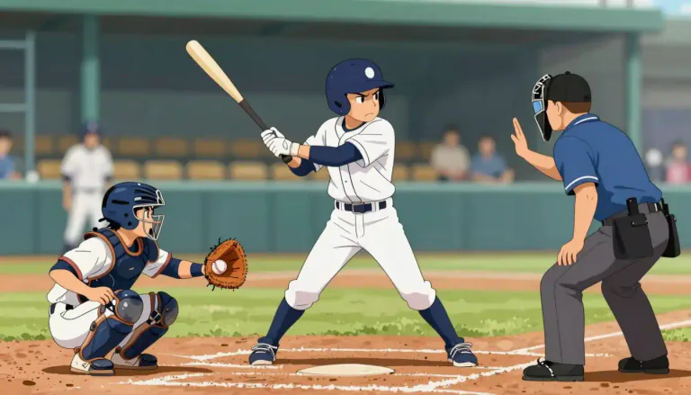Visual representation of "strikeout" - In baseball, when the batter misses the ball three times and is out