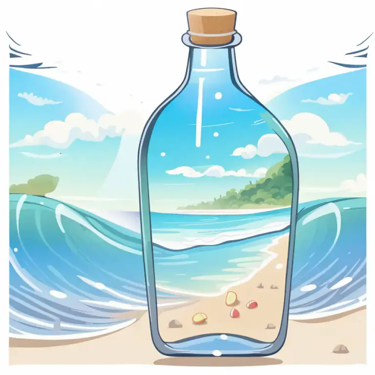 Visual representation of "wash up" - Arrive somewhere, especially unexpectedly, after having been carried by water.