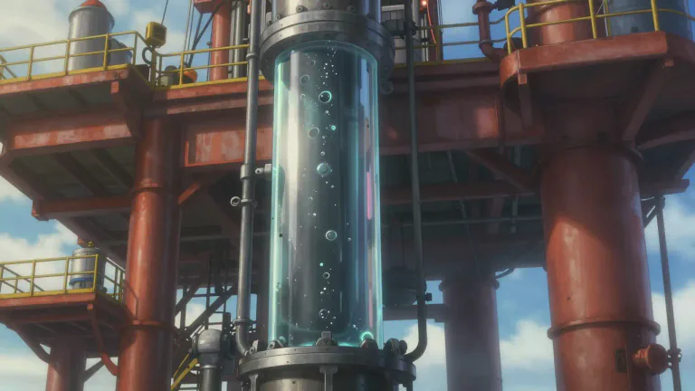 Visual representation of "chimney" - A vertical channel or pipe in an oil well or an oil rig that permits fluid to move upwards.