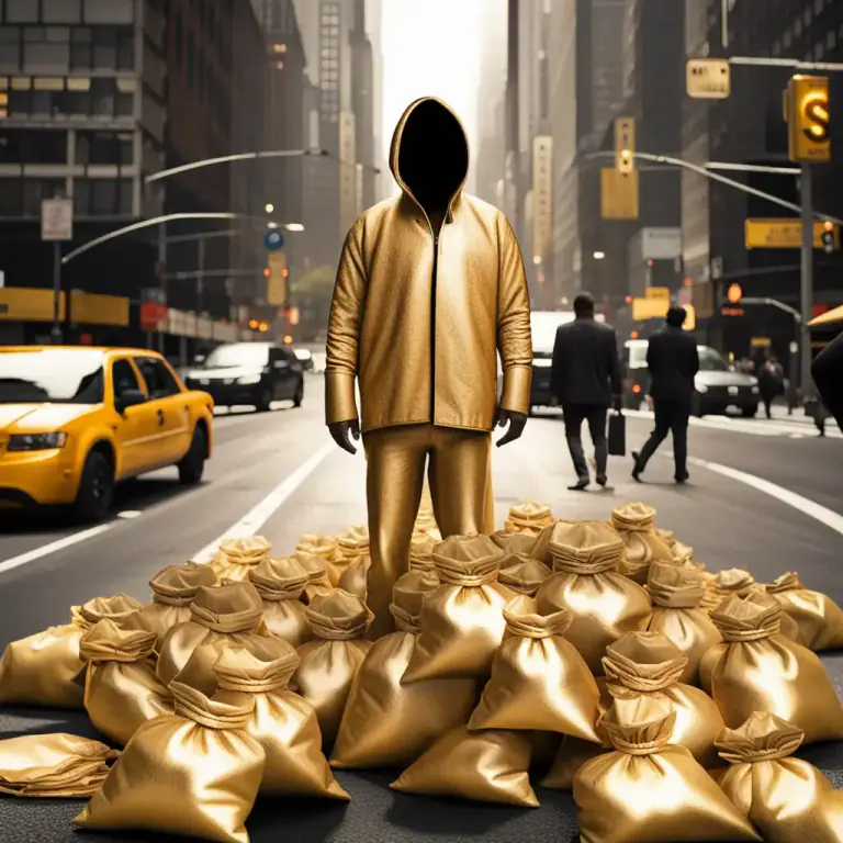 Visual representation of "the streets are paved with gold" - A place or situation where one can become very rich