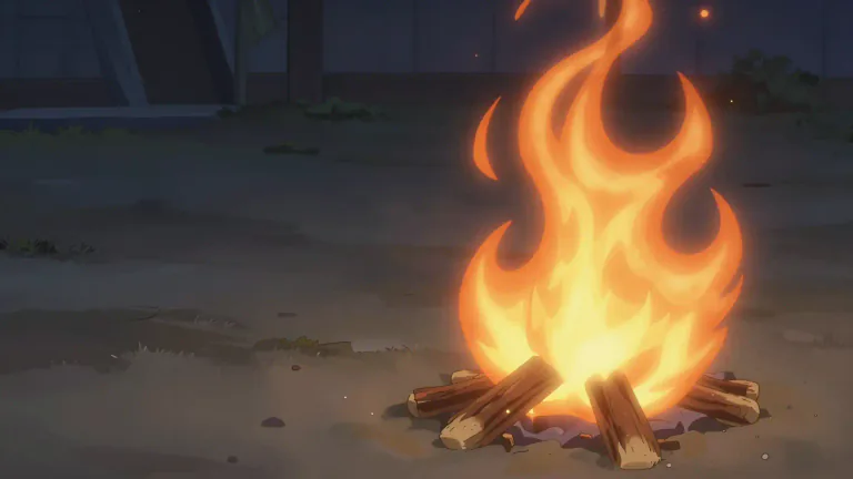 Visual representation of "flame" - A bright burning light caused by something on fire