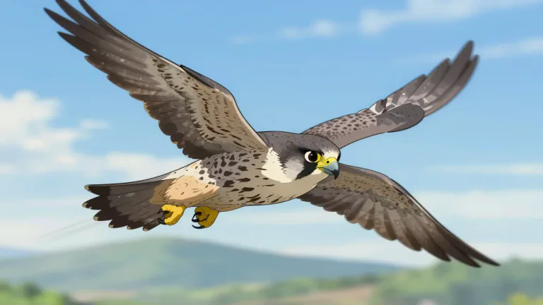Visual representation of "peregrine" - A type of bird, known as the peregrine falcon, that can fly very fast