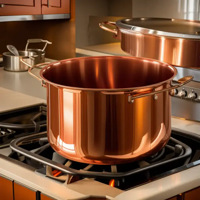 Visual representation of "copper" - A large cooking pot made of copper or resembling copper.