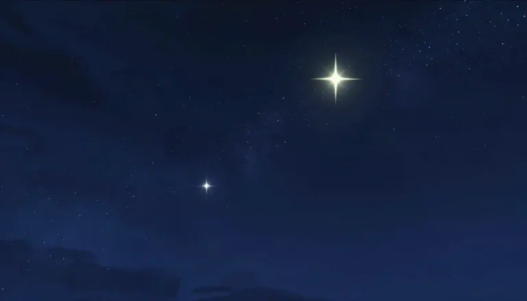 Visual representation of "star" - A bright point in the night sky that is very far away and made of gas