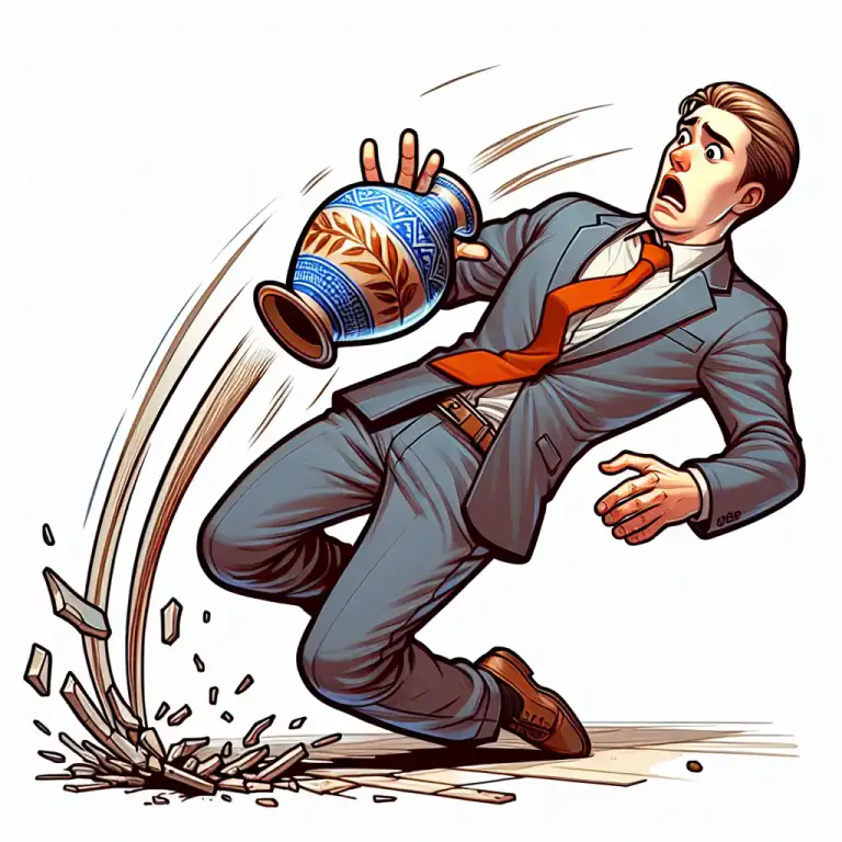 Visual representation of "schmuck" - A clumsy or awkward person.