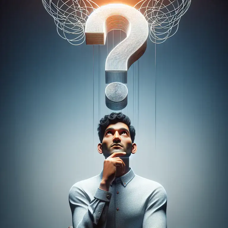 Visual representation of "now what?" - A question someone asks after something has happened and they are unsure of what to do next.