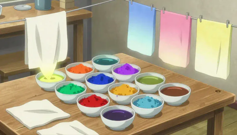 Visual representation of "dyestuff" - A substance used for coloring materials, especially textiles.
