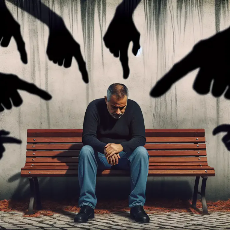 Visual representation of "stigmatization" - The process of attaching a stigma (negative label or a mark of shame) to a person, group, or condition.