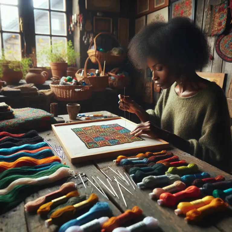 Visual representation of "needlepoint" - A type of fabric or material that is used for the needlepoint embroidery.