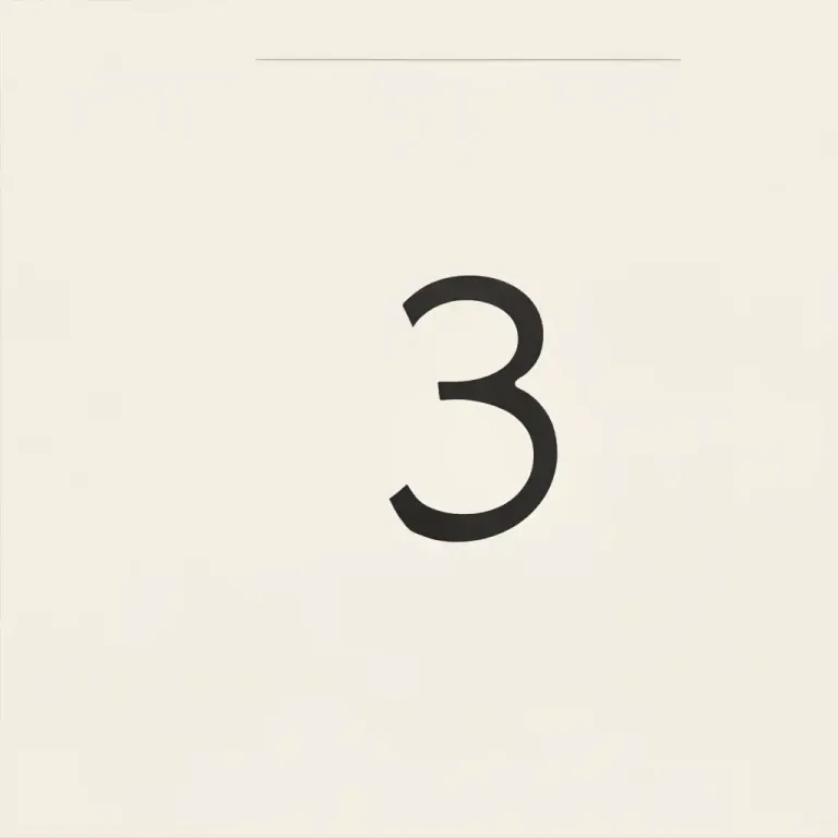 Visual representation of "three" - The symbol for the number three.