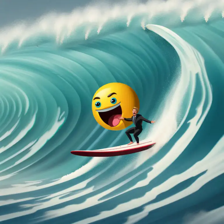 Visual representation of "ride a/the wave of something" - To endure or deal with a challenging or difficult situation