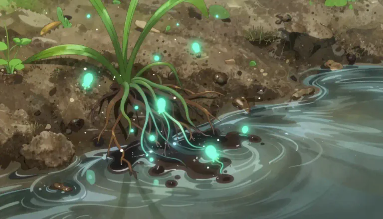 Visual representation of "bioremediation" - Bioremediation is the process of using living organisms, usually microorganisms, to remove or neutralize contaminants from soil and water.