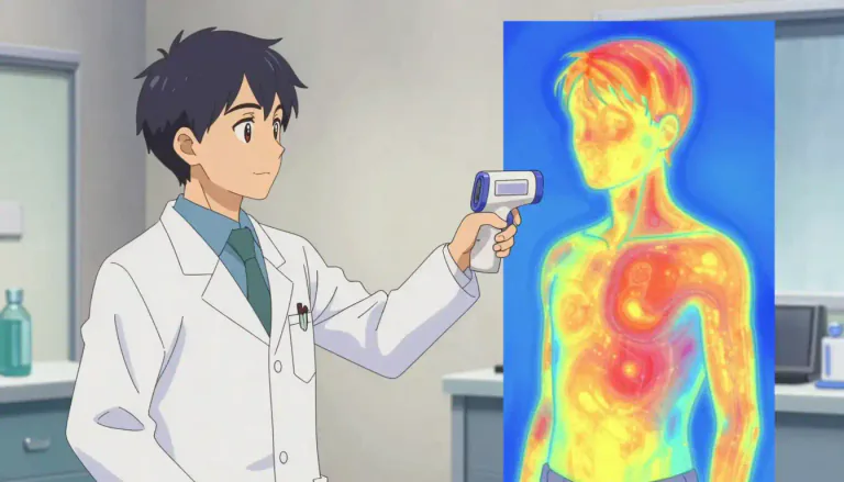 Visual representation of "thermography" - Thermography is a technique for measuring the temperature of an object or a living organism using infrared cameras.