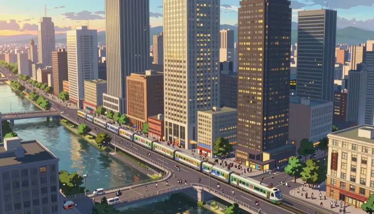 Visual representation of "metropolis" - A large, important city where a lot of activities happen.