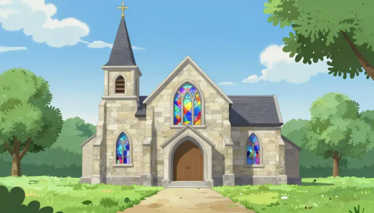 Visual representation of "church" - A building where Christians go to worship.