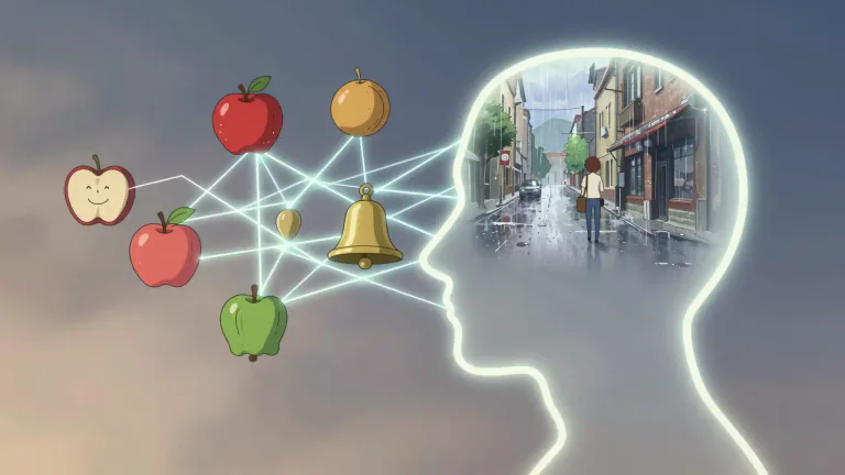 Visual representation of "associationism" - A theory in psychology that the mind organizes experiences by associating similar things or events.