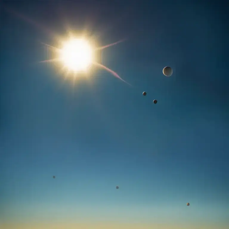 Visual representation of "transit" - An instance of a planet or star moving across the face of another star or planet