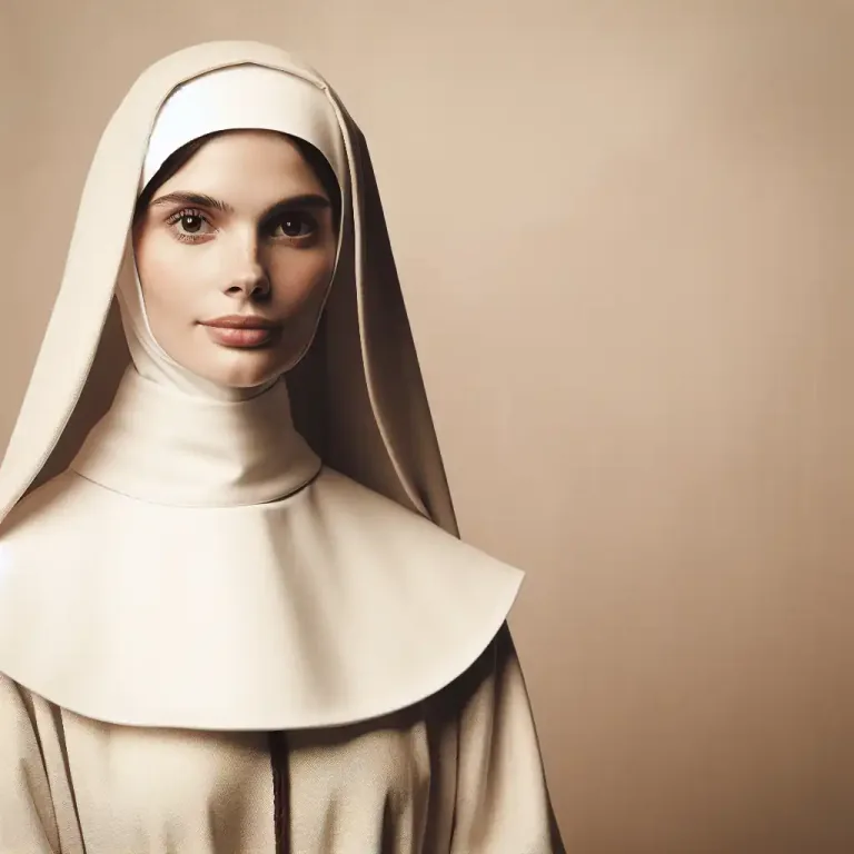 Visual representation of "wimple" - A piece of cloth, worn by women to cover their neck and sides of the face