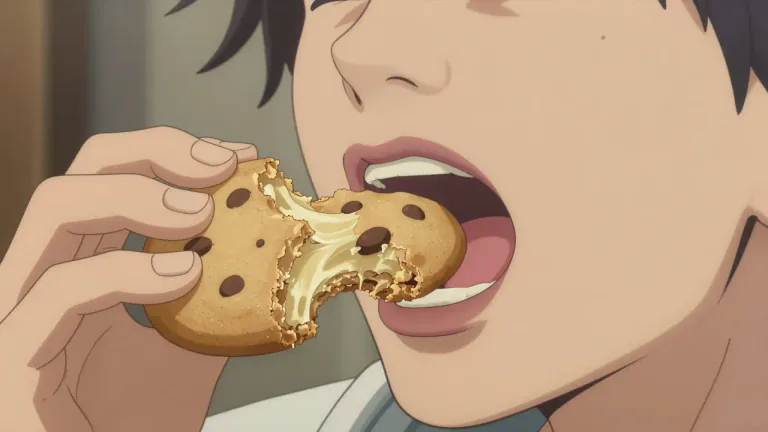 Visual representation of "chewy" - Something that needs a lot of chewing before swallowing