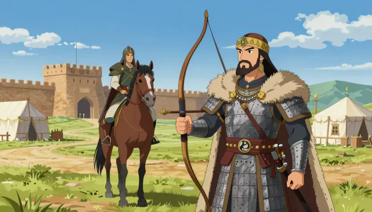 Visual representation of "khazar" - A member of a group of Turkic people known for establishing a khanate in Eastern Europe and converting to Judaism during the 8th or 9th century.