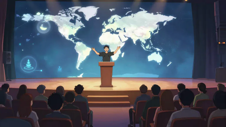 Visual representation of "keynote" - To set the central theme or deliver the main speech at an event