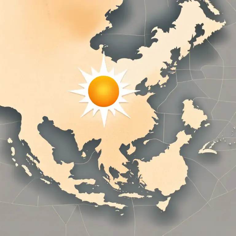Visual representation of "east" - The eastern part of a region or country.