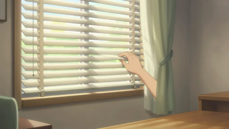 Visual representation of "venetian" - A type of blind or window covering made of horizontal slats that can be adjusted to control light and privacy.