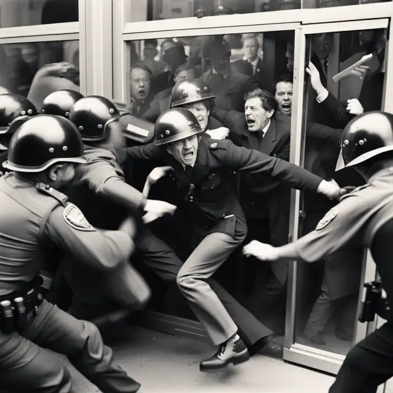 Visual representation of "force out of" - To make someone or something leave a place or situation by using physical strength or another kind of pressure.