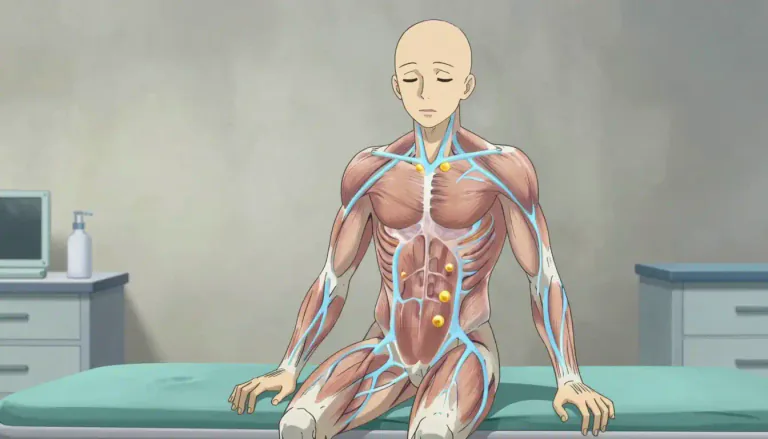 Visual representation of "hypokalemia" - Low potassium levels in the blood affecting muscle and nerve function.