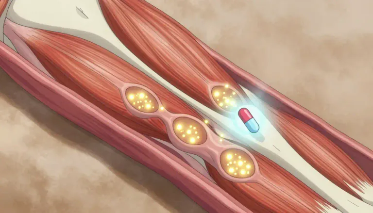 Visual representation of "dantrolene" - A drug that interferes with the release of calcium ions in muscle cells, used to treat muscle spasms and to manage conditions related to increased muscle tone.