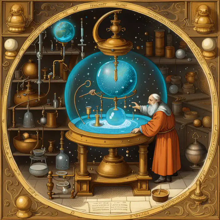 Visual representation of "quintessence" - The fifth and highest element in ancient and medieval philosophy that permeates all nature and is the substance composing the heavenly bodies